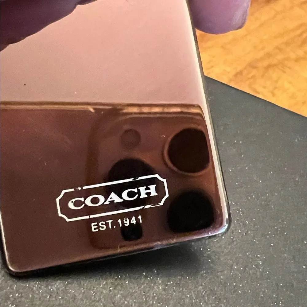 Coach Poppy plastic hangtag smoky gray with chunky ballchain